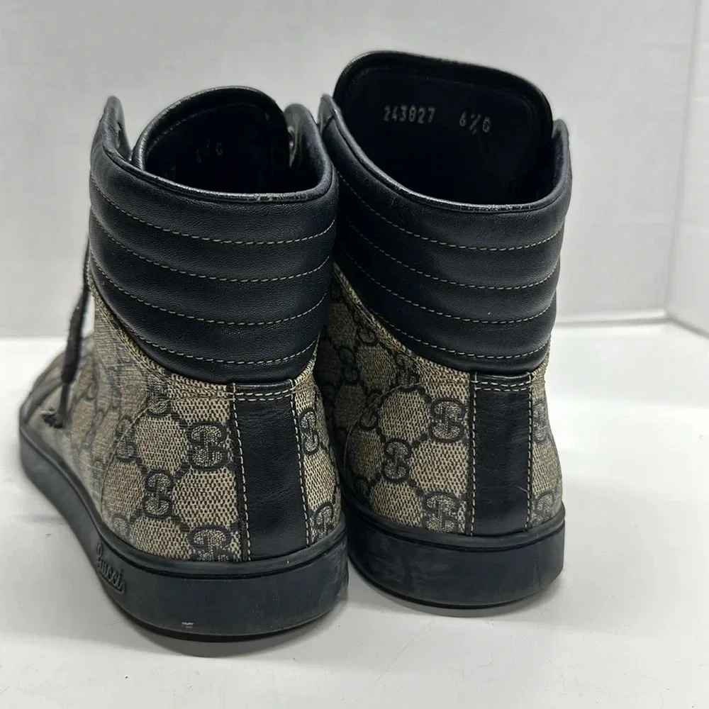 Gucci Sneakers Supreme High Top Lace Up Shoes Monogram GG Navy Blue Men's Size 7